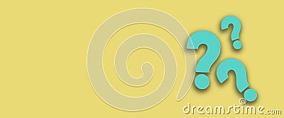 lue Question marks in yellow background. 3D Question mark. Business Questions Concept Copy space, Stock Photo