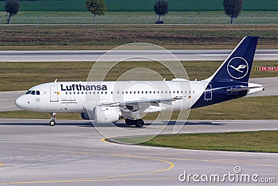 Lufthansa Airbus A319 airplane Munich MÃ¼nchen Airport in Germany Editorial Stock Photo