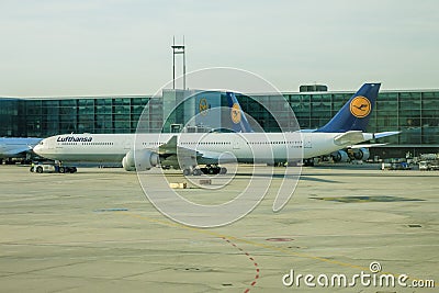 Lufthansa Airbus A340 at Frankfurt Editorial Stock Photo