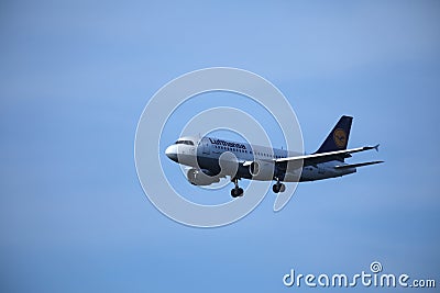 Lufthansa plane flying up in the sky Editorial Stock Photo