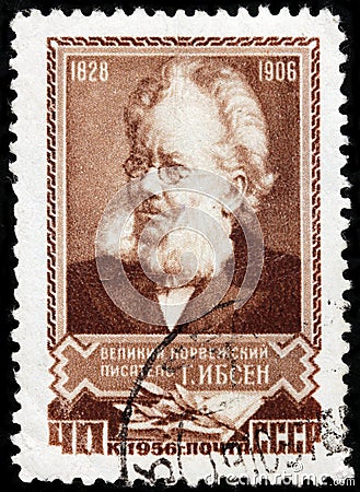 Henrik Johan Ibsen Stamp Editorial Stock Photo