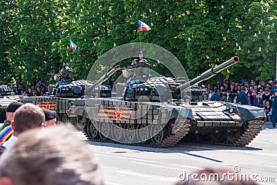 LUGANSK ,UKRAINE - MAY 9, 2016: military parade May 9 in Lugansk (LNR) Editorial Stock Photo