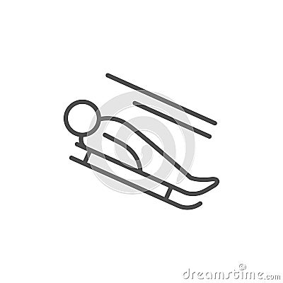 Luge line outline icon and winter sport sign Vector Illustration