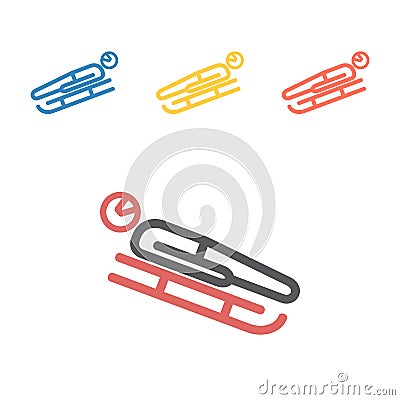 Luge sport. Line icon. Vector signs for web graphics. Vector Illustration
