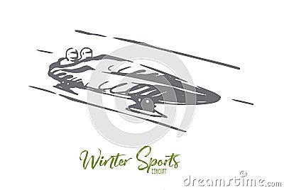 Luge, winter, sport, ice, speed concept. Hand drawn isolated vector. Vector Illustration