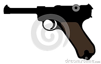 Luger pistol, Parabellum gun. Vector silhouette weapon Vector Illustration