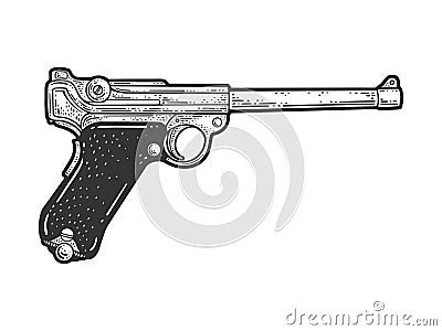 Luger pistol sketch vector illustration Vector Illustration