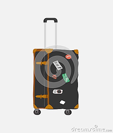 Luggage bag, vintage retro suitcases. Hand drawn trendy colorful isolated design elements. Cartoon vector Vector Illustration