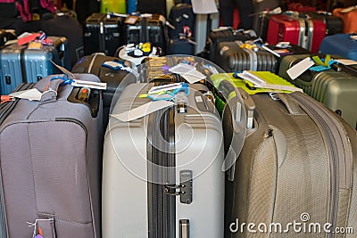 Luggage consisting of large suitcases rucksacks and travel bag Stock Photo