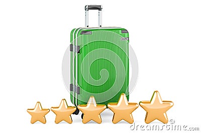 Luggage with five golden stars. 3D rendering Stock Photo