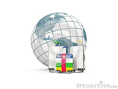 Luggage with flag of central african republic. Three bags in fro Cartoon Illustration