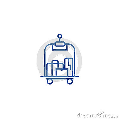 Luggage in hotel line icon concept. Luggage in hotel flat vector symbol, sign, outline illustration. Vector Illustration