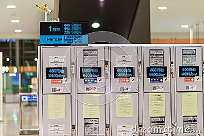 Luggage storage place in Kansai international airport Editorial Stock Photo