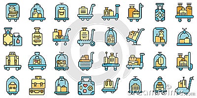 Luggage trolley icons set vector flat Vector Illustration