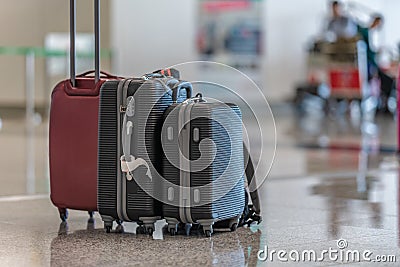 Luggage Trolley Travel Bag At Airport Terminal Stock Photo