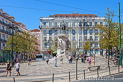 Luis de Camoes Square, Lisbon Editorial Stock Photo