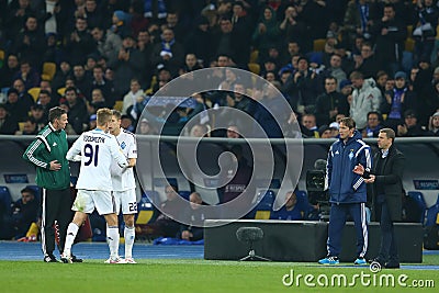 Lukasz Teodorczyk substituted for Artem Kravets, UEFA Europa League Round of 16 second leg match between Dynamo and Everton Editorial Stock Photo