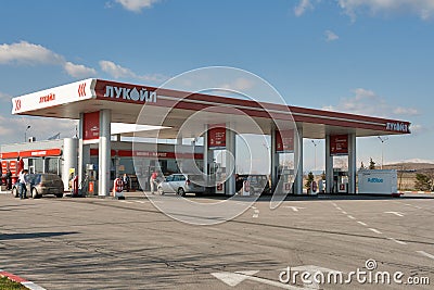 Lukoil petrol station close to Plovdiv, Bulgaria. Editorial Stock Photo