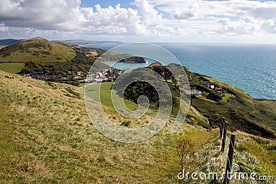 Lulworth Cove and Dorset coastline Stock Photo