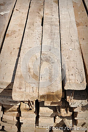 Lumber Material to Build Home in Poor Country Stock Photo