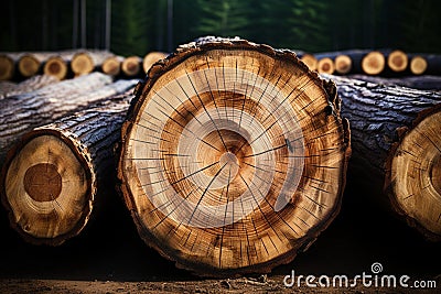 Lumber potential large circular wood piece destined for furniture industry Stock Photo