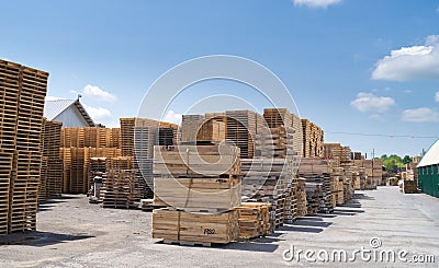 Lumber Yard and Pallets Stock Photo