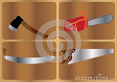 Lumbering Tools for chopping woord Vector Illustration