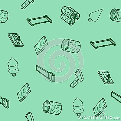 Lumberjack flat outline isometric pattern Vector Illustration