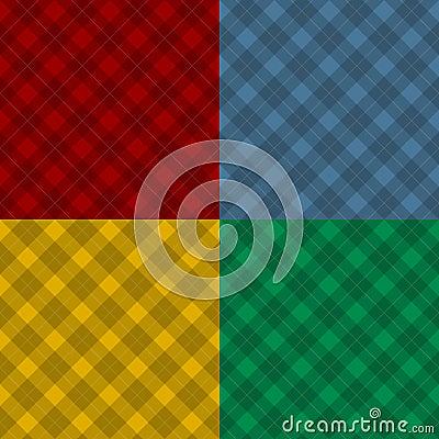 Lumberjack four color checkered diagonal square plaid seamless Vector Illustration