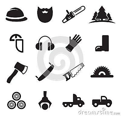 Lumberjack Icons Vector Illustration