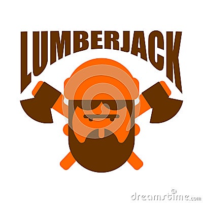 Lumberjack logo. Woodcutter sign. lumberman symbol. feller with Vector Illustration
