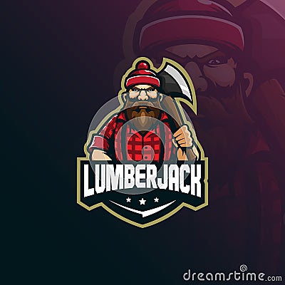 Lumberjack mascot logo design vector with modern illustration concept style for badge, emblem and t shirt printing. lumberjack Vector Illustration