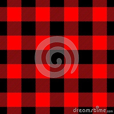 Lumberjack plaid pattern in red and black. Seamless vector pattern. Simple vintage textile design Vector Illustration