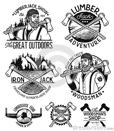 Lumberjack Template Logo. Vector Illustration