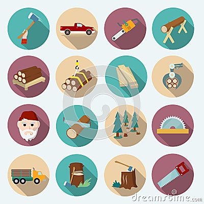 Lumberjack Woodcutter Icons Vector Illustration