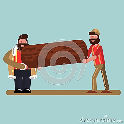 Lumberjacks bears wood Vector Illustration