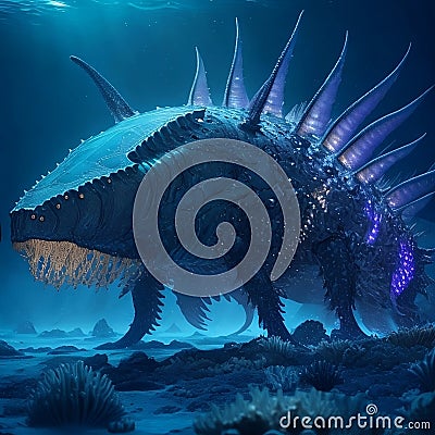 Luminarok, The Bioluminous Leviathan (Monster illustration) Stock Photo