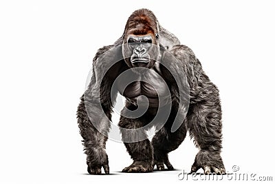 The Luminary Guardian: The White Gorilla's Protective Stance Stock Photo