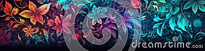 Luminescence Floral Pattern Texture Background. Generative AI Stock Photo