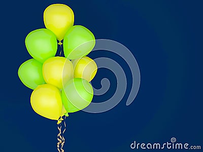 Luminescent balloons on blue background. Stock Photo