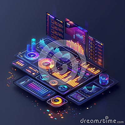 Luminescent Data Symphony. Generative AI Stock Photo