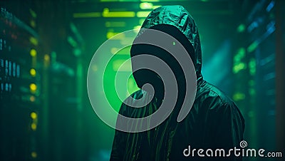 Luminescent Enigma: The Eternal Hacker's Tapestry. Generative AI Stock Photo