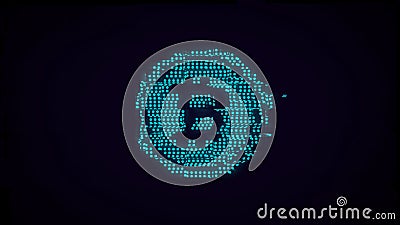 Luminous bitcoin icon with glitch effect. Stock Photo