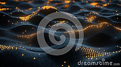 A luminous blockchain network illustrated by linked nodes and hexagons Stock Photo