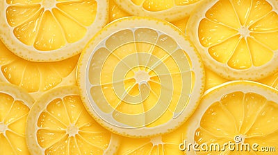 Luminous Citrus: A Translucent Lemon Slice Captured in Radiant Detail Stock Photo