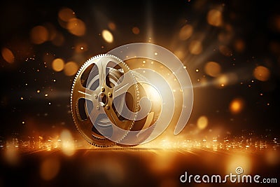 Luminous entertainment themed background with blurred bokeh effect and dynamic light sources Stock Photo