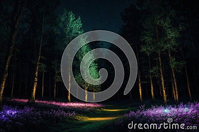 Luminous Groves of Glowwood Stock Photo