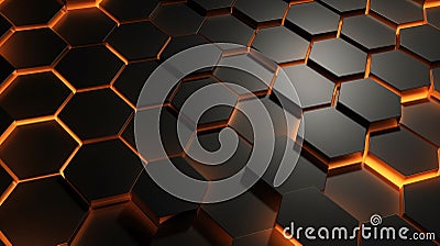 Luminous Hexagonal Array with Golden Edges for Elegant Background Stock Photo
