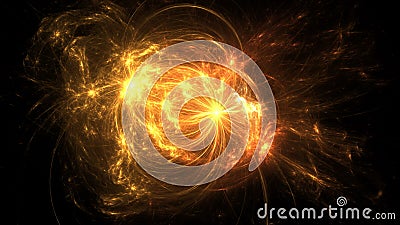 Luminous modern abstract background, fractal world. Digital space for use in design. Round shapes and lines. 3d render Stock Photo