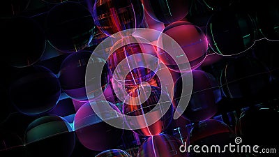 Luminous modern abstract background, fractal world. Digital space for use in design. Round shapes and lines. 3d render Stock Photo